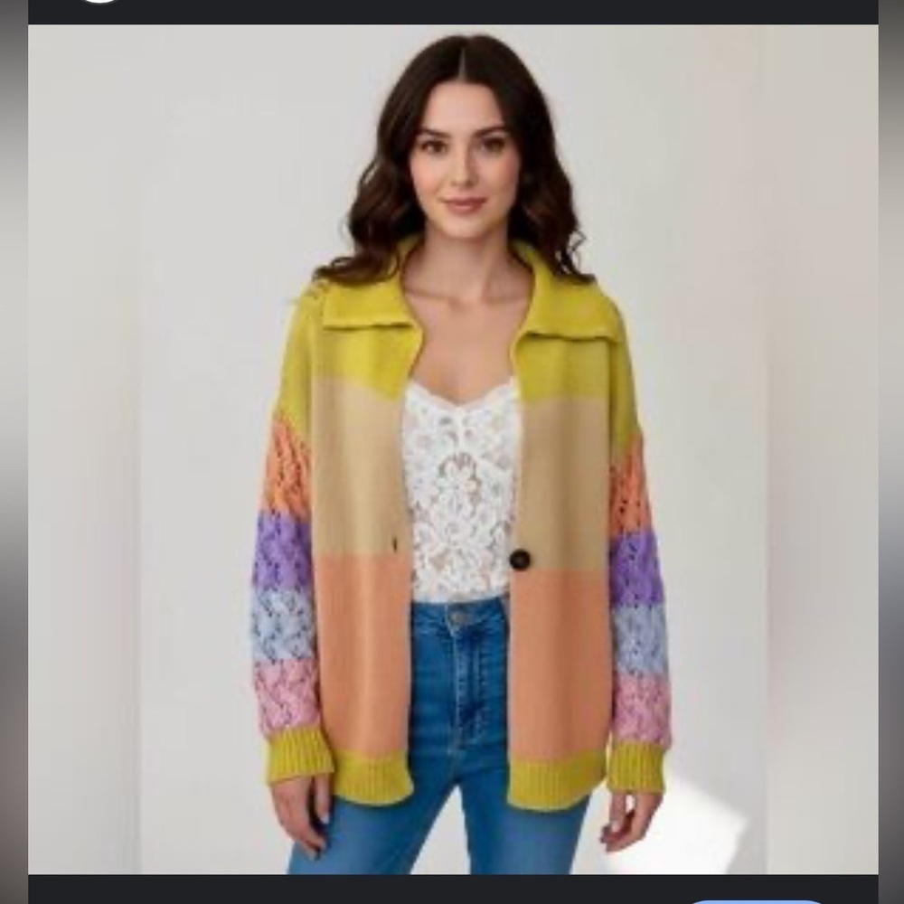 Storia light weight rainbow cardigan sweater small